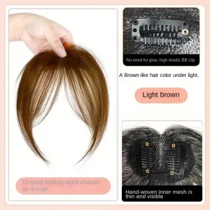 ( Light Brown ) Natural Look Women's Clip-In Bangs Hair Topper